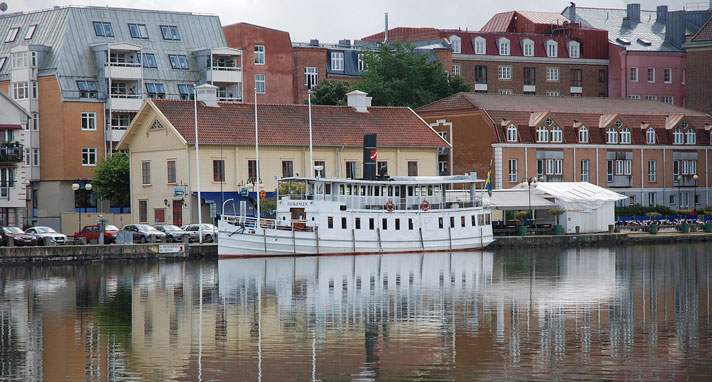 Elfkungen är ett klassiskt vitmålat passagerarfartyg. Hon har två våningar med öppet fördäck på det nedre planet. Midskepps syns en skorsten med ett rött rederimärke. På bilden ligger fartyget vid kaj i Trollhättan. 