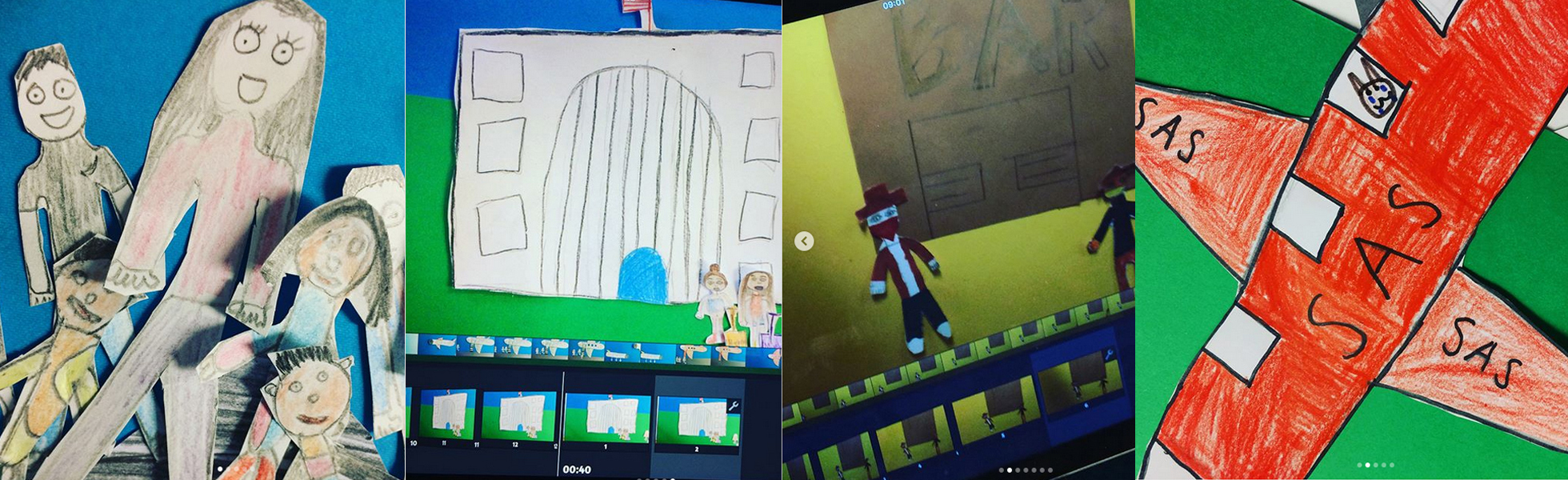 Sammansatt bild av fyra animerade filmer.